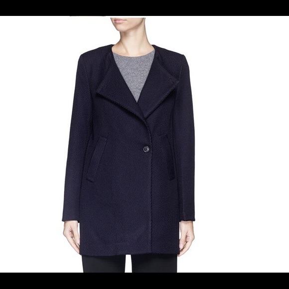 Theory Navy Venizka Wool-blend Twill Coat Jacket - Picture 1 of 6
